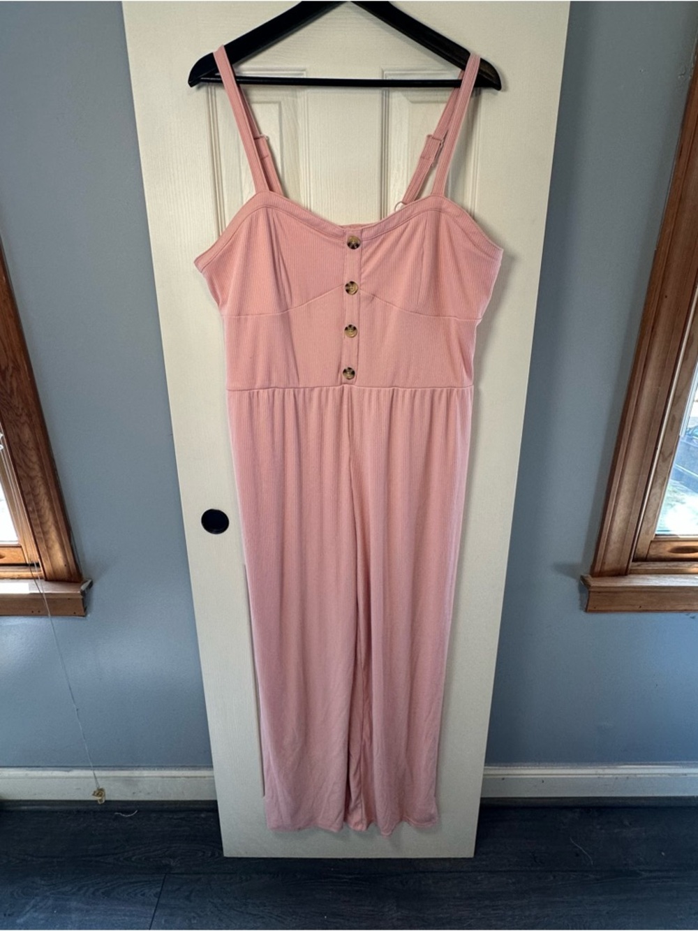 No Boundaries Light Pink Button-Front Jumpsuit